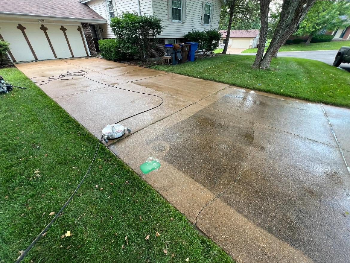 Clean concrete driveway